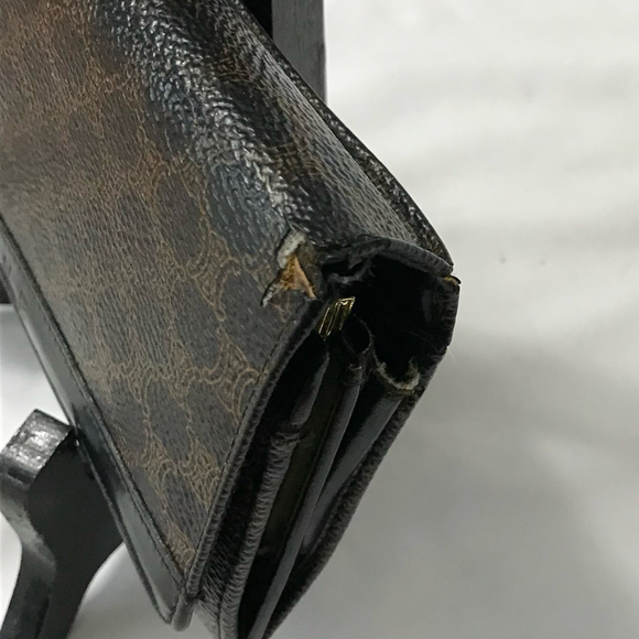 Celine Macadom Black & Brown Long Continental Wallet Vintage GUC - Picture 5 of 11